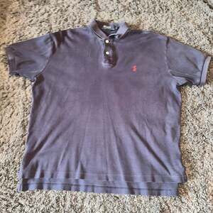 Vintage Polo Ralph Lauren Navy Blue Short Sleeve Jersey  Size Large Red Pony